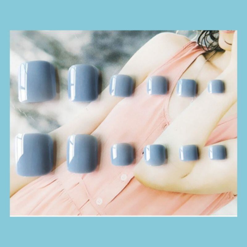 Bộ 24 móng chân giả trơn nhiều màu SLL