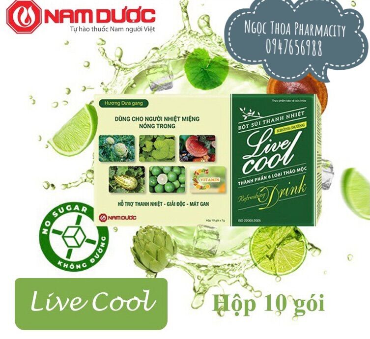 ✅ Bột sủi thanh nhiệt Livecool -( Bột sủi hương chanh và dưa gang ) Thanh nhiệt mát gan giải độc