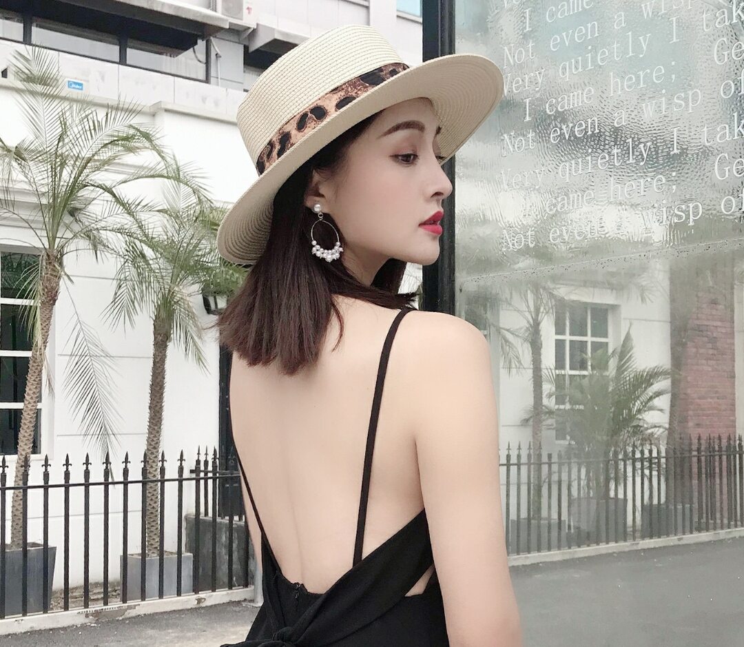Nón mũ cói vành nhỏ đai da beo