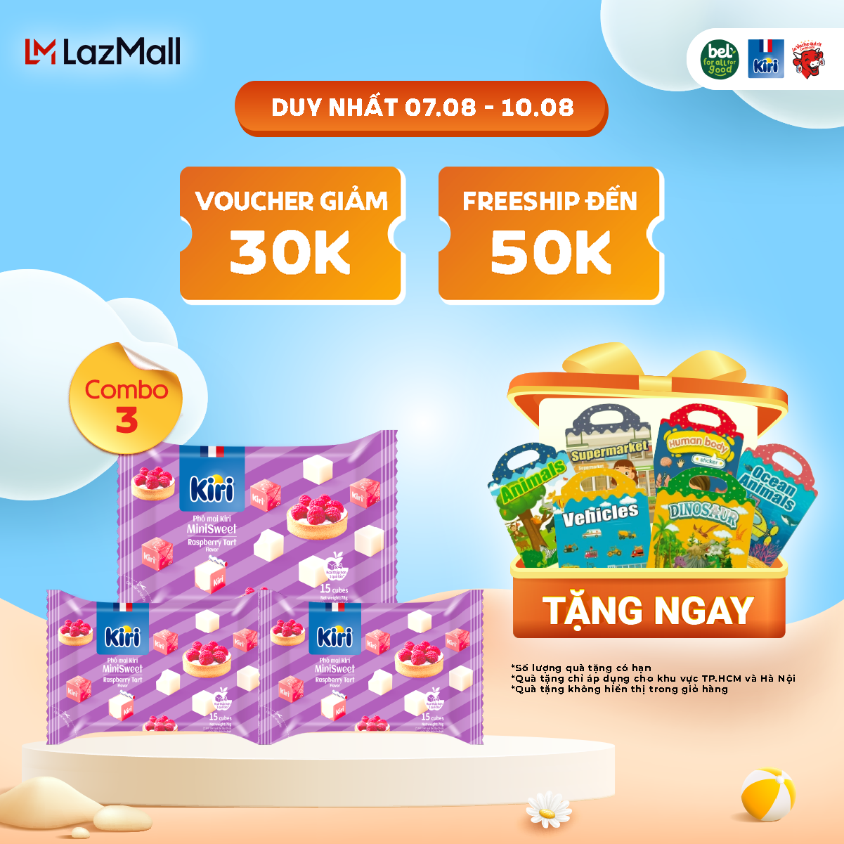 Combo 3 Phô mai Kiri vị mâm xôi 15C 78g