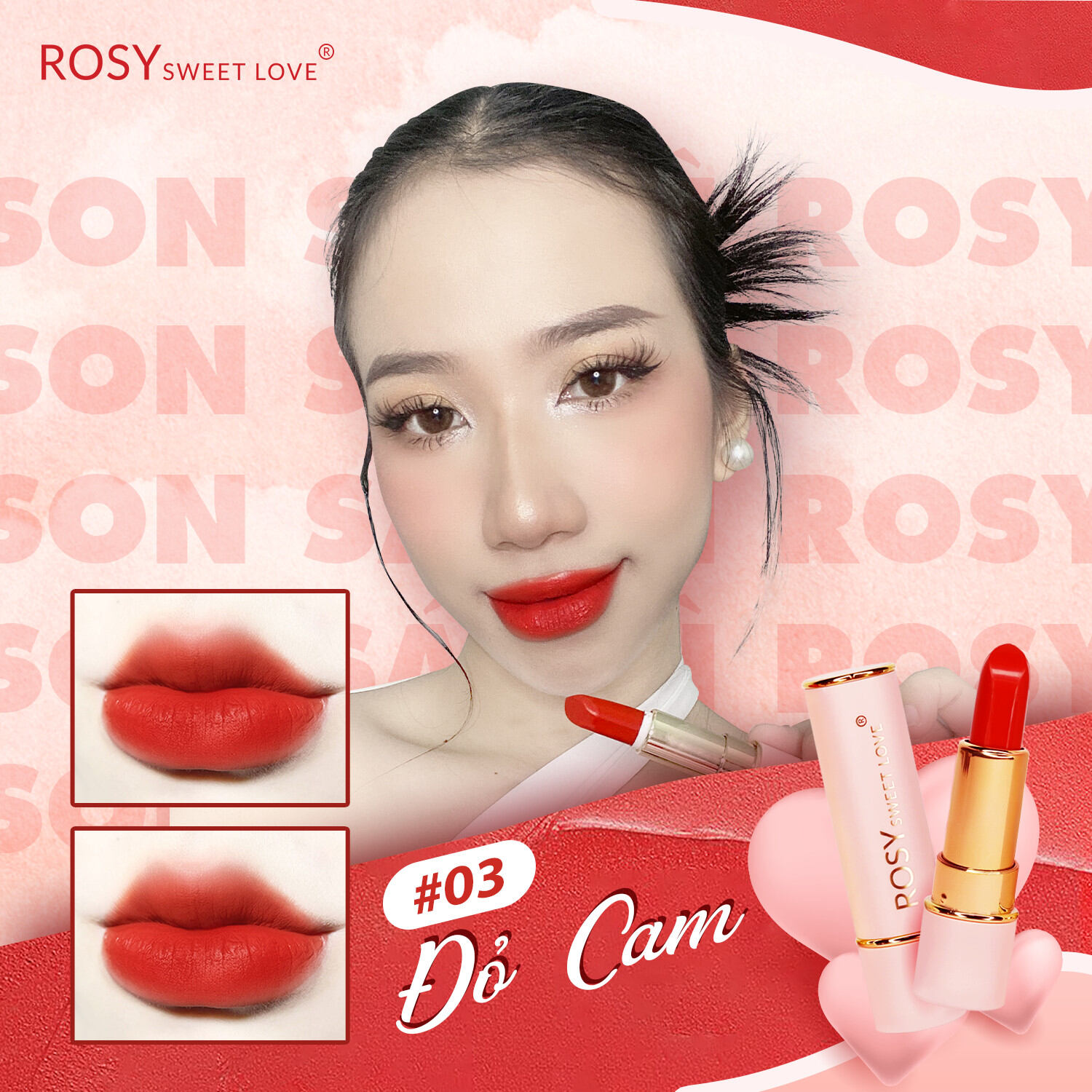 [chính hãng] son sáp lì Rosy đỏ cam an toàn mẹ bầu