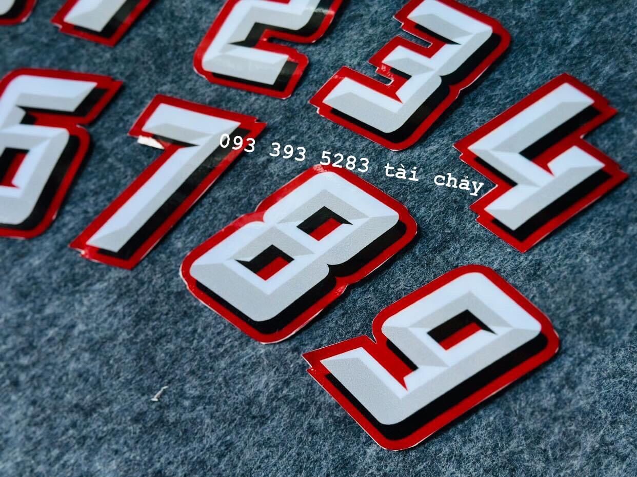 [ GIÁ 1 SỐ ] TEM DECAL SỐ CÓ NỀN CAO 8CM DÁN XE TRANG TRÍ
