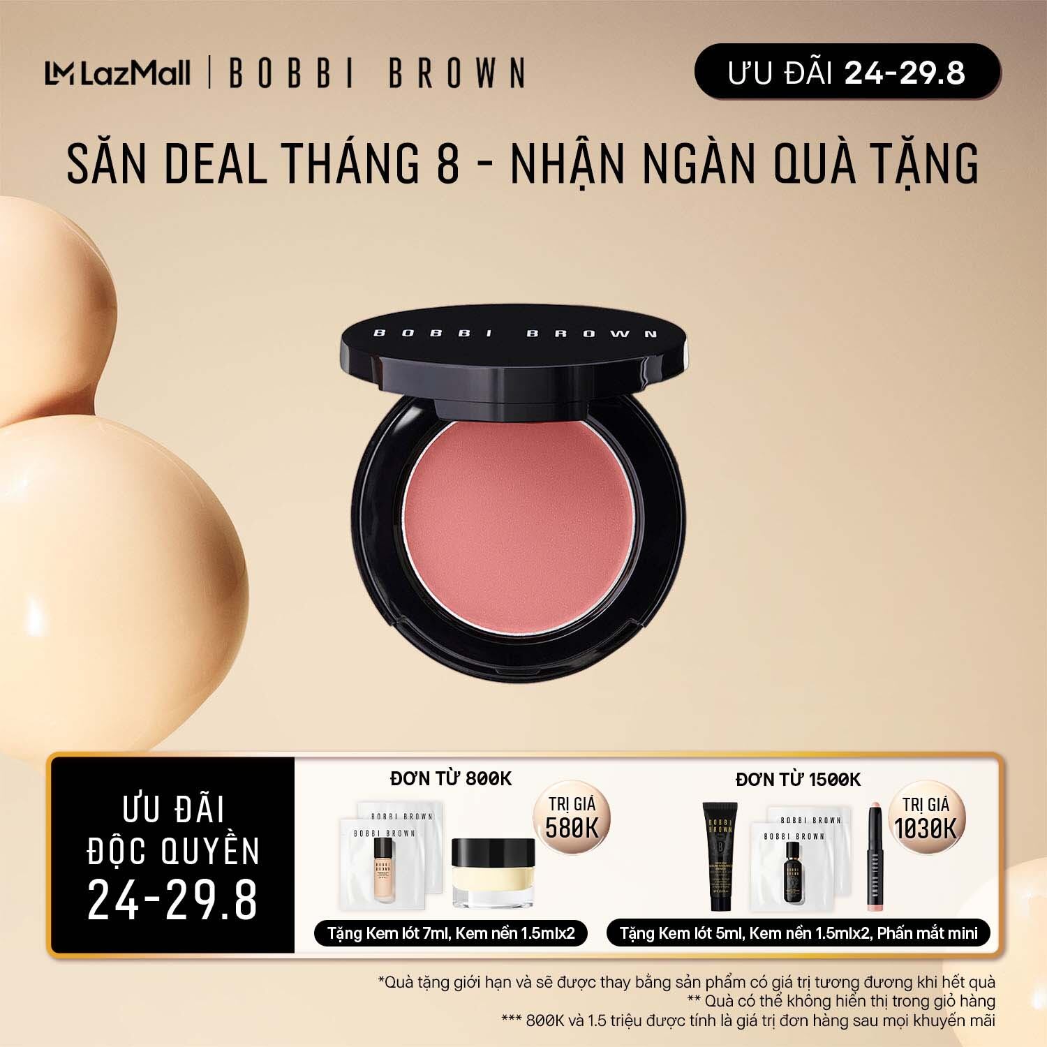 [ƯU ĐÃI 24-29.8] Bobbi Brown Pot Rouge For Lips & Cheeks / Má hồng dạng kem mềm mịn, có thể dùng làm son môi, thiết kế gọn nhẹ, có nắp gương - sản phẩm bán chạy