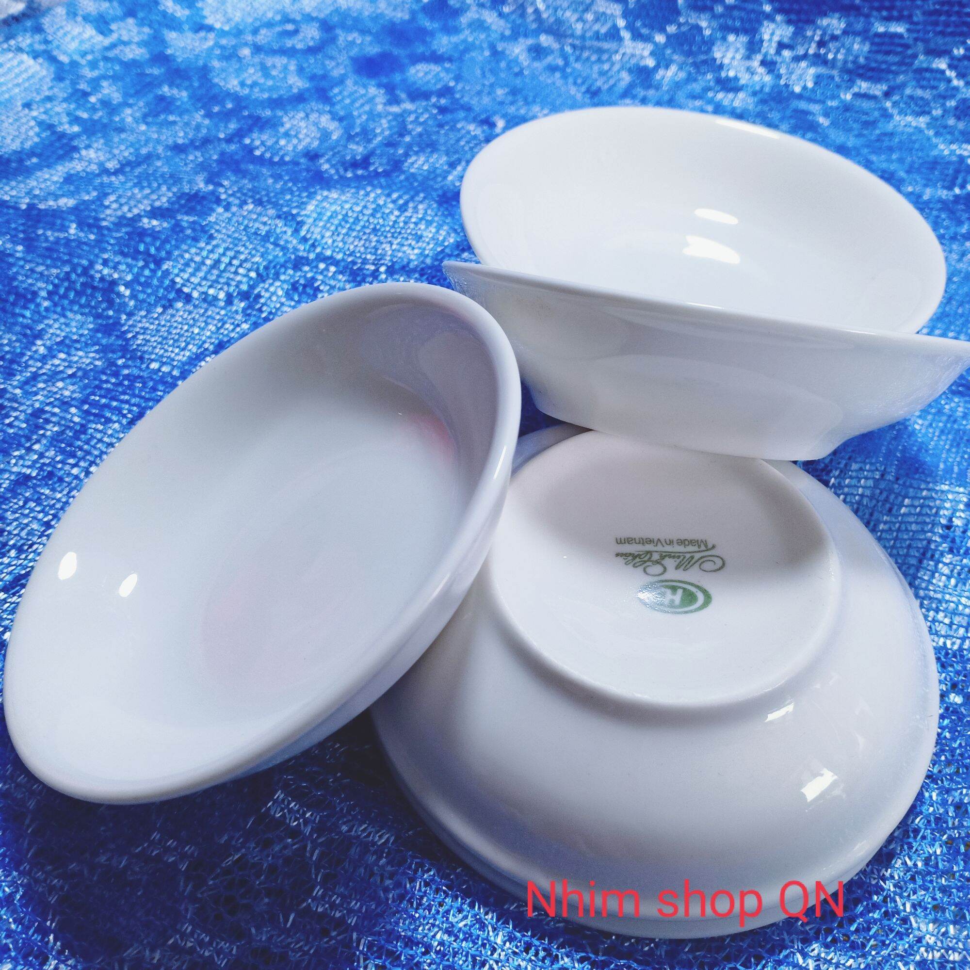 Đĩa tiêu, chén chấm sứ trắng cao cấp Minh Châu