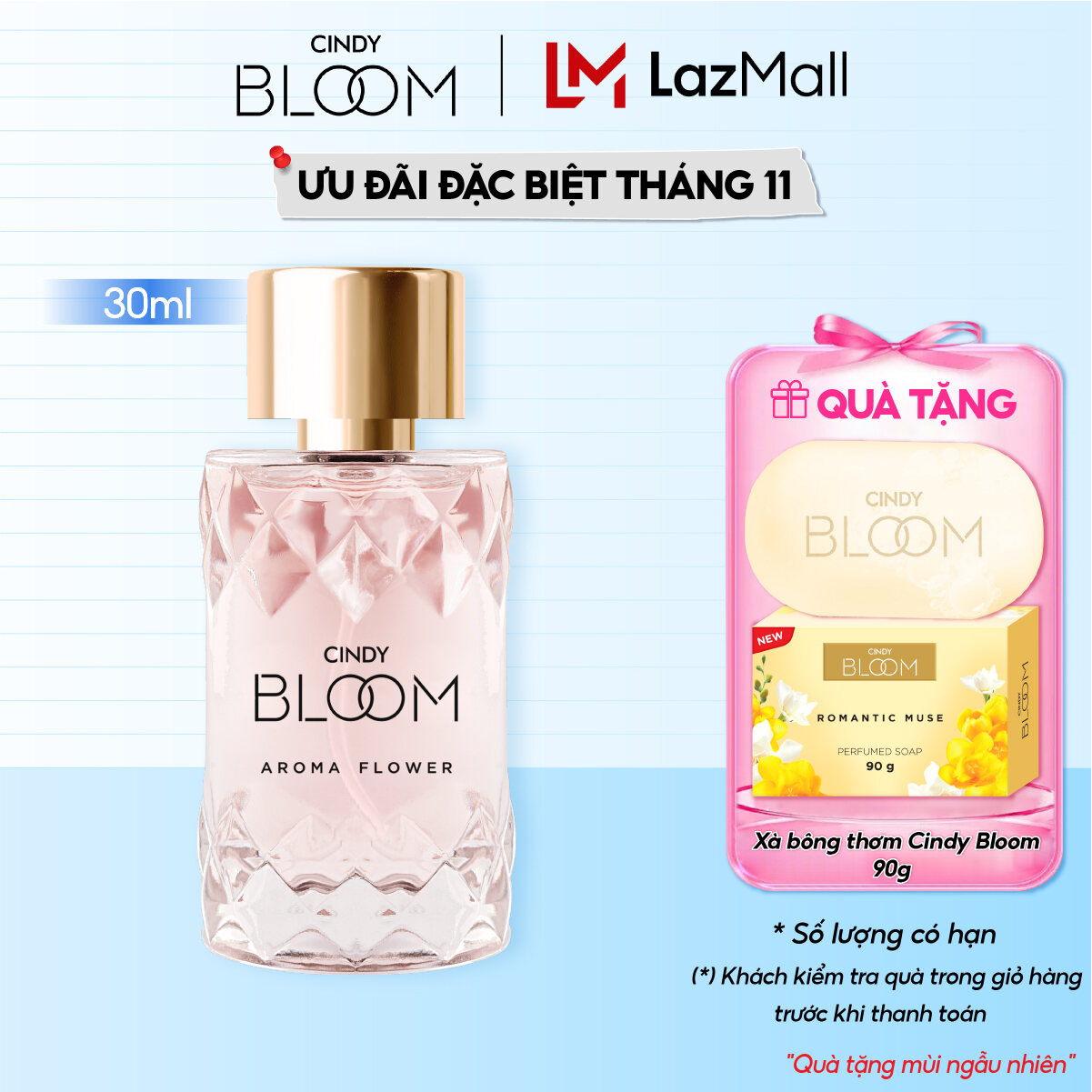 Nước Hoa Nữ Cindy Bloom Aroma Flower Hương Ngọt Ngào Nữ Tính 30ml