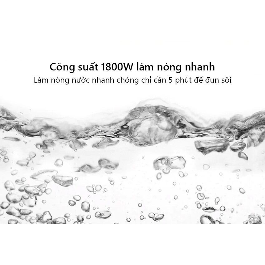Ấm nước siêu tốc Xiaomi 1A công suất 1800W, dung tích 1,5L, đun sôi nước trong  3-5 phút