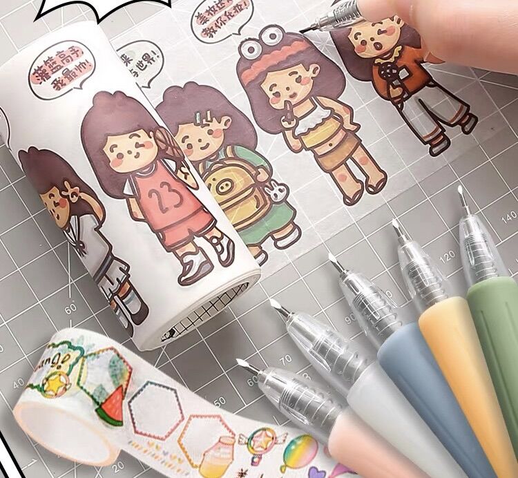 Dao cắt khắc sticker washi dạng bút bấm Diy