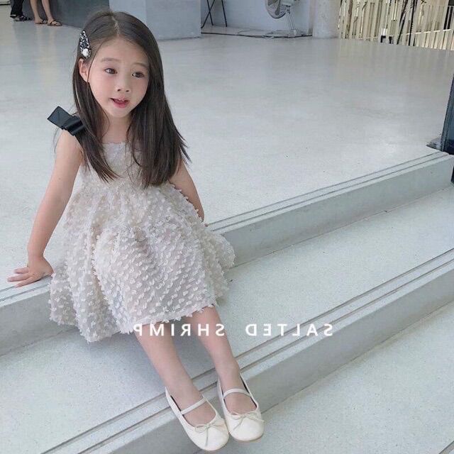 Đầm 2 dây công chúa xoè bồng bé gái