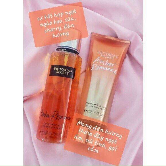 Xịt thơm và dưỡng thể body victoria secret amber romance 250ml