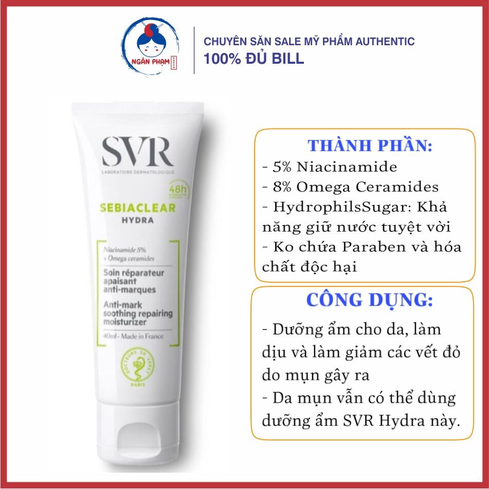 Kem dưỡng ẩm svr hydra dành cho da dầu mụn 40ml
