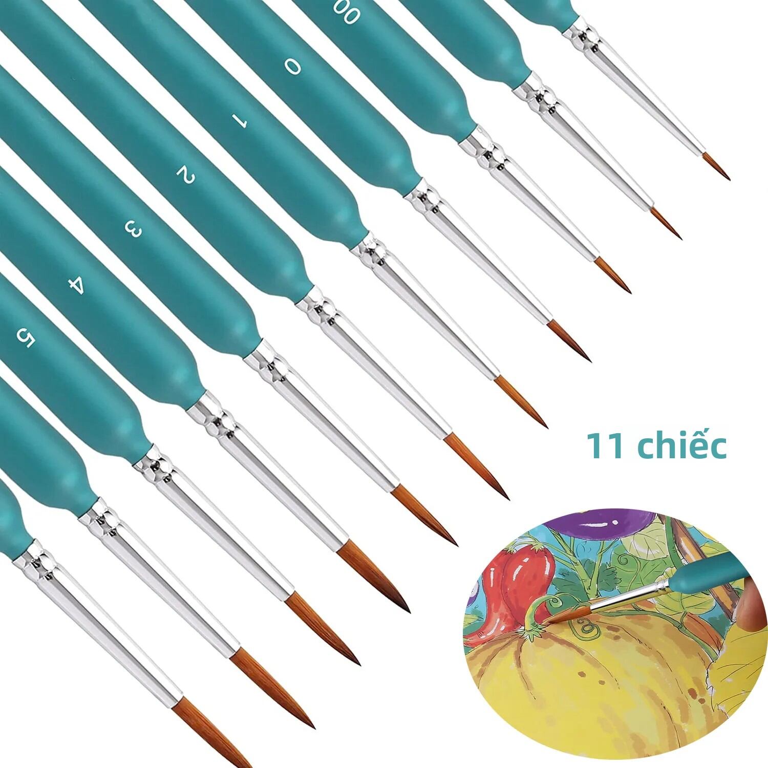 Bộ Cọ Vẽ Mini 11/22 Chiếc Lông Chồn Dùng Cho Tranh Gouache Màu Nước Sơn Dầu Dành Cho Họa Sĩ Cán Gỗ Vẽ Tay