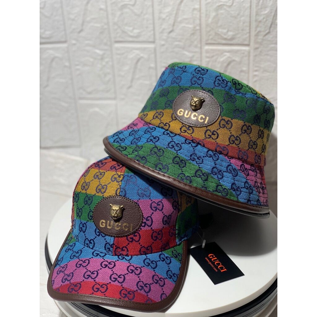 Combo Mũ Bucket nón lưỡi trai Gucci ngũ sắc chất liệu kaki dày dặn thời trang