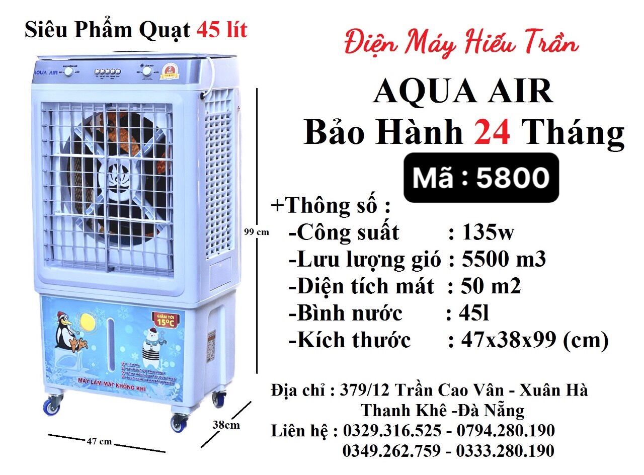 SIÊU PHẨM quạt điều hòa 45L mã 5800 bảo hành 2 năm