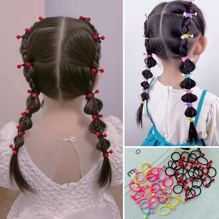 dây thun cột tóc đủ kiểu co giãn chắc chắn 1 hộp 50 cọng