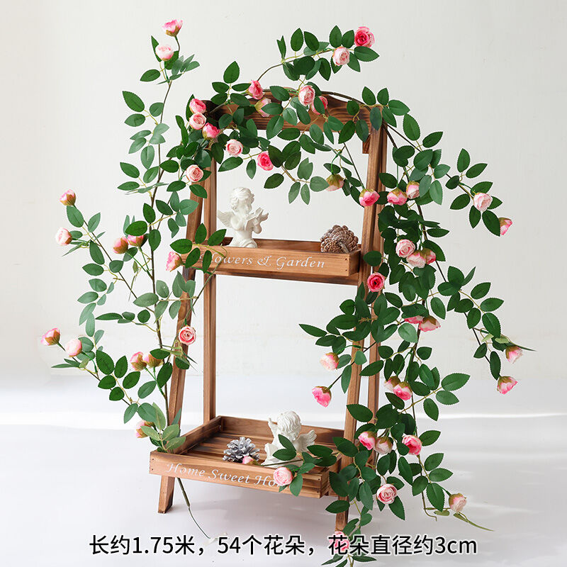 Dây leo hoa hồng giả hoa giả dây leo điều hòa lò sưởi đường ống dây leo quấn trang trí nhựa cây cối cao cấp che chắn