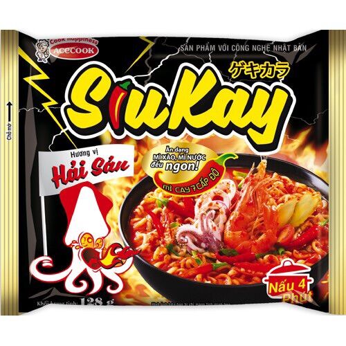 Lốc 6 gói Mì cay Hải Sản SiuKay gói 128g