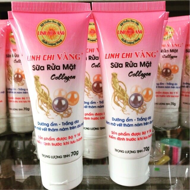 Sữa rửa mặt trắng da dưỡng ẩm mờ nám Linh Chi Vàng 70g hình ảnh đã chụp tại tiệm