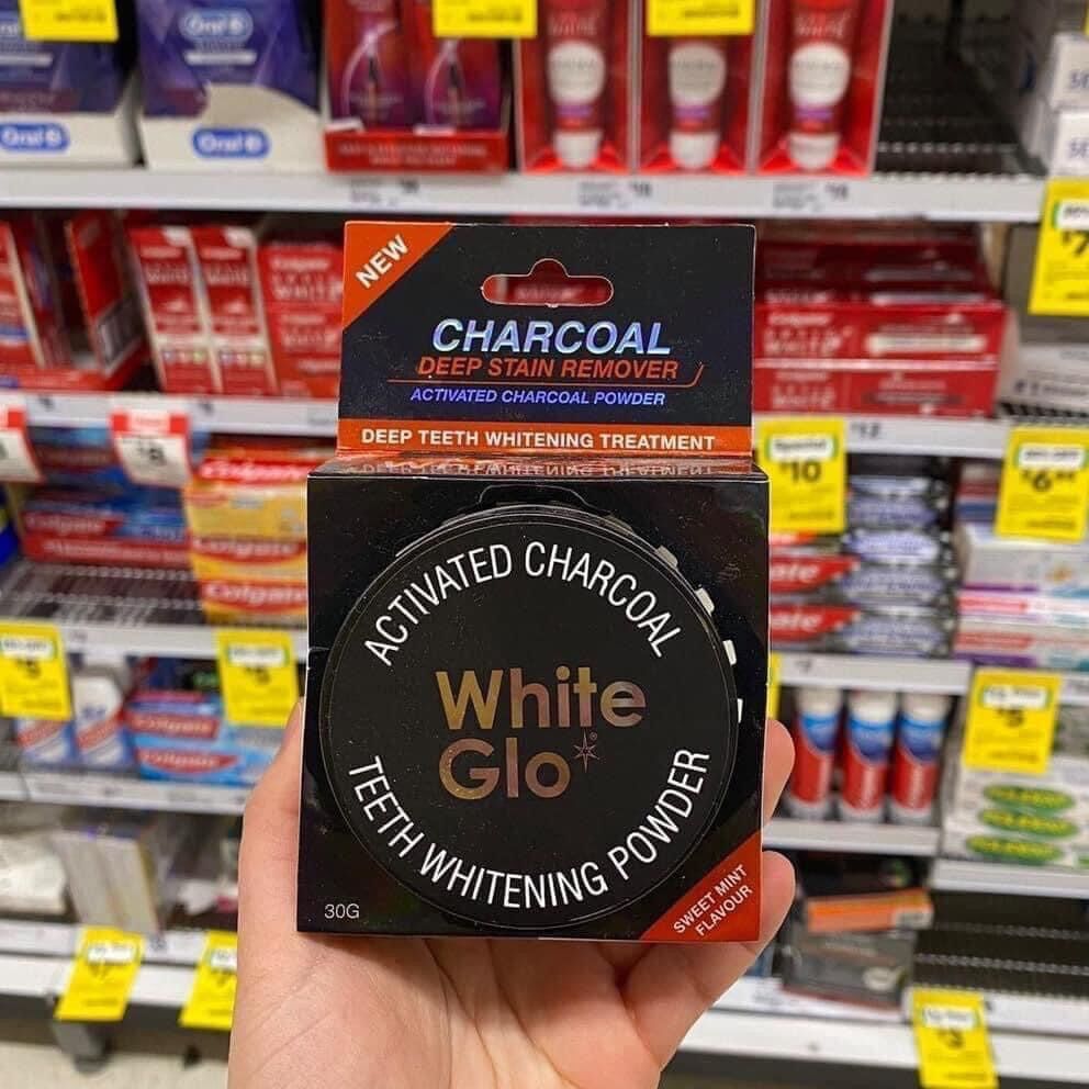 Bột trắng răng than hoạt tính White Glo Úc