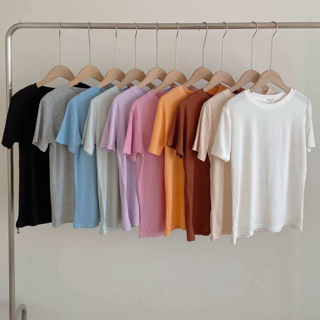 Áo thun nữ trơn dáng Basic nhiều màu, Áo thun nữ trơn cotton mềm mịn