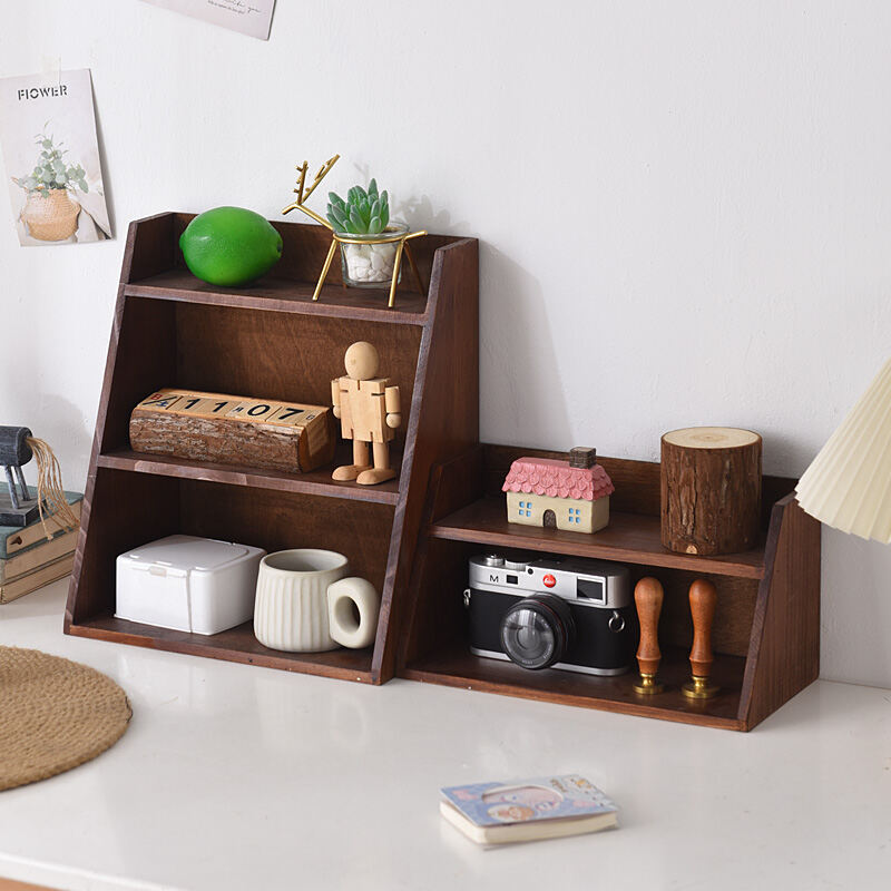 Giá Để Đồ Bằng Gỗ Hai Lớp Phong Cách Cổ Điển Để Bàn Giá Để Đồ Mỹ Phẩm Và Cốc Nước Cho Văn Phòng Sản Phẩm Thủ Công Từ Trung Quốc Đại Lục