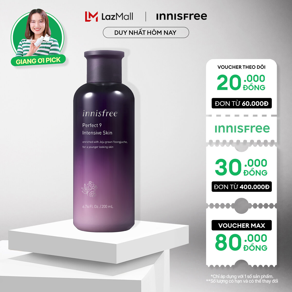 Nước cân bằng ngăn ngừa lão hóa chuyên sâu INNISFREE Perfect 9 Intensive Skin 200 mL (Mẫu 2021)