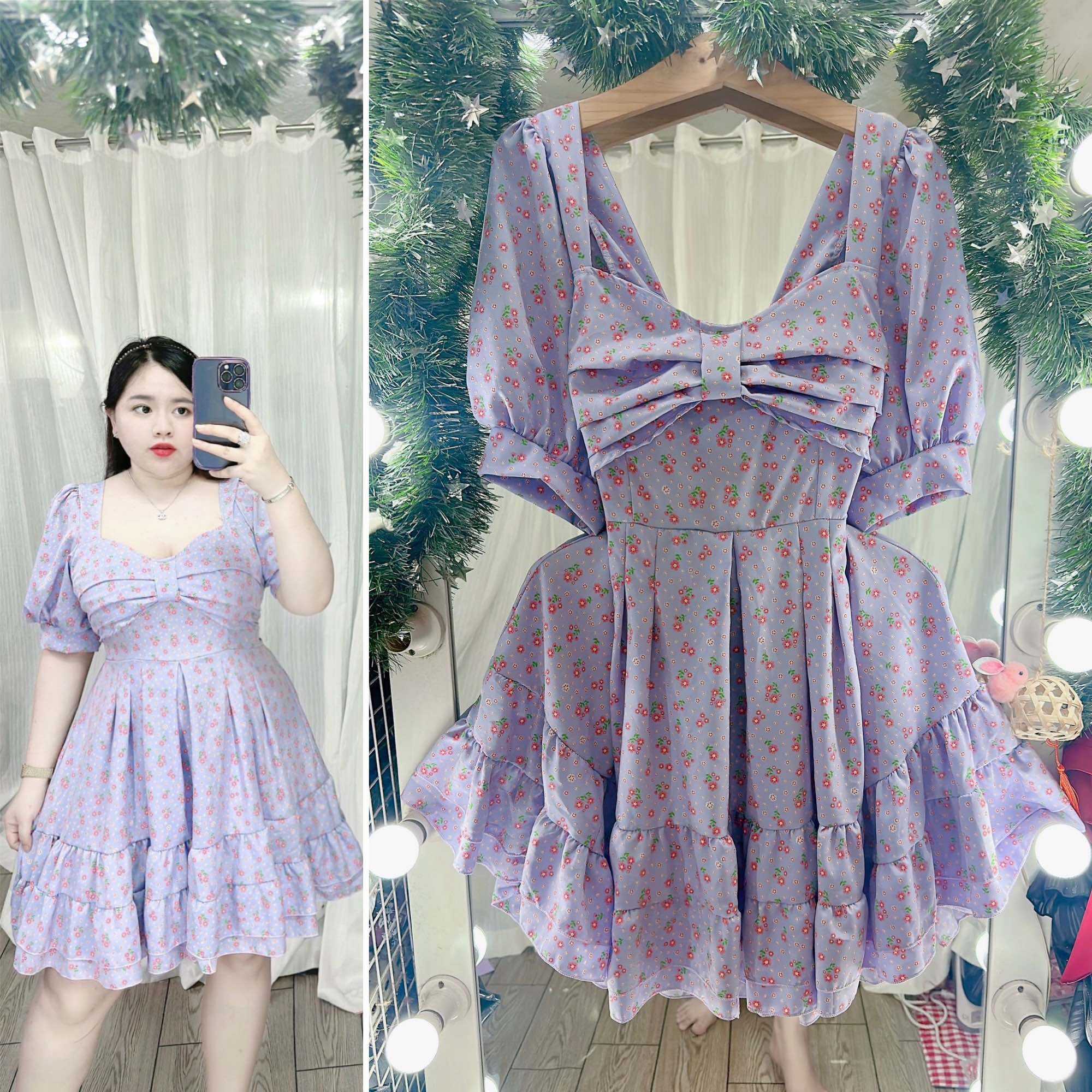 [Bigsize 60-85kg] Đầm lụa xếp ly ngực