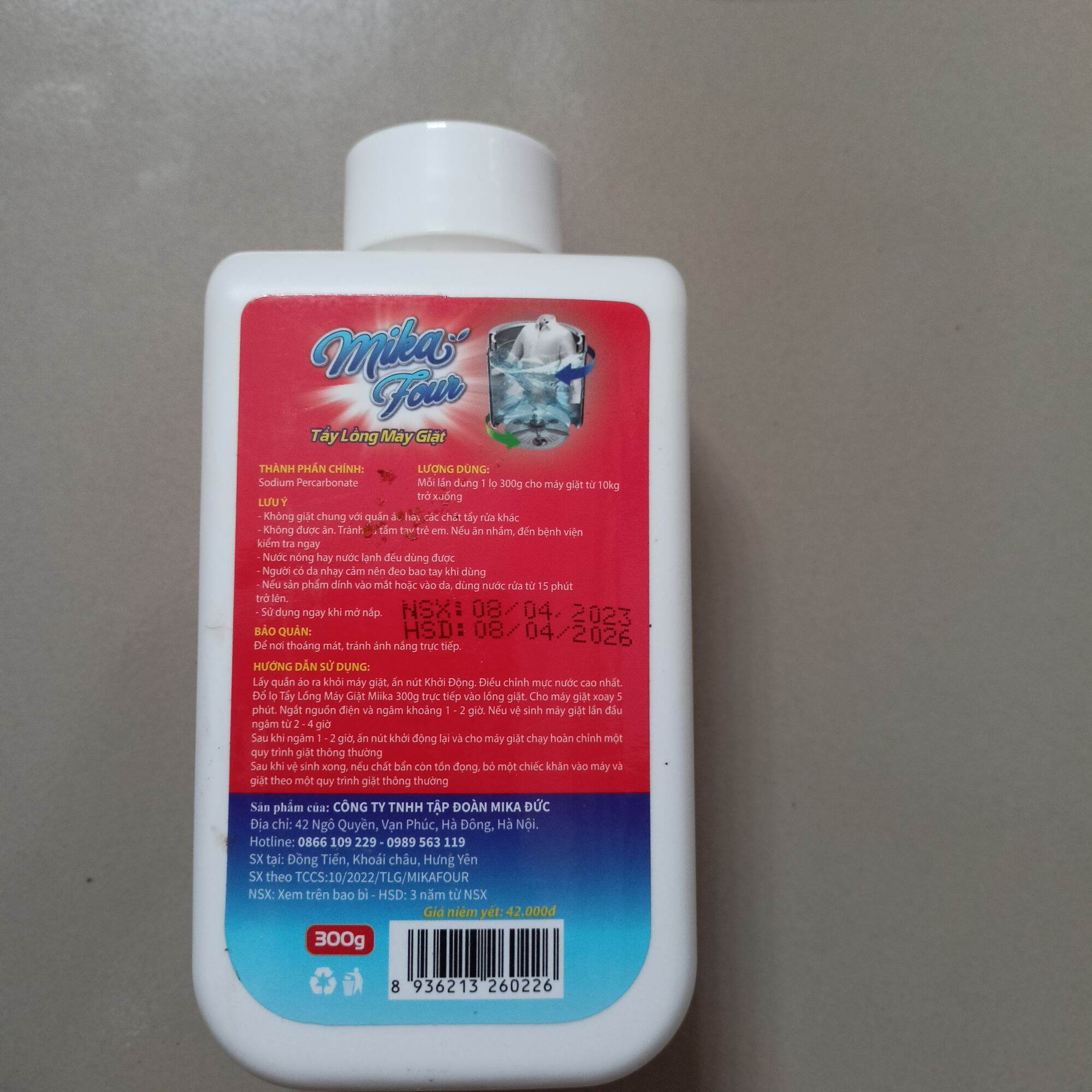 bột tẩy lồng sinh học  máy giặt mika 300g