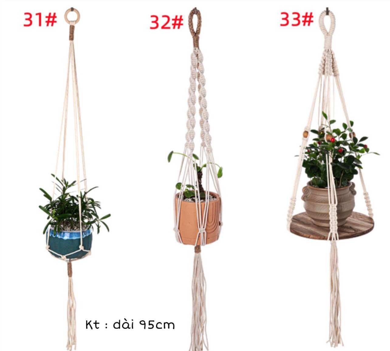 Dây treo cây thắt macrame phối dây cối