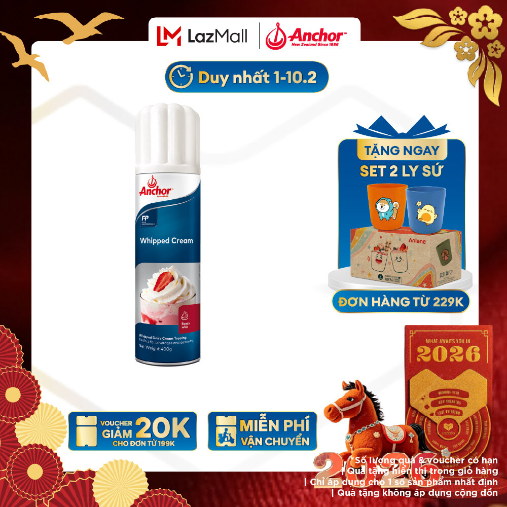 [GIAO HÀNG HỎA TỐC - HCM] Kem Sữa Tươi Dạng Xịt Anchor - Anchor Whipped Cream 400G
