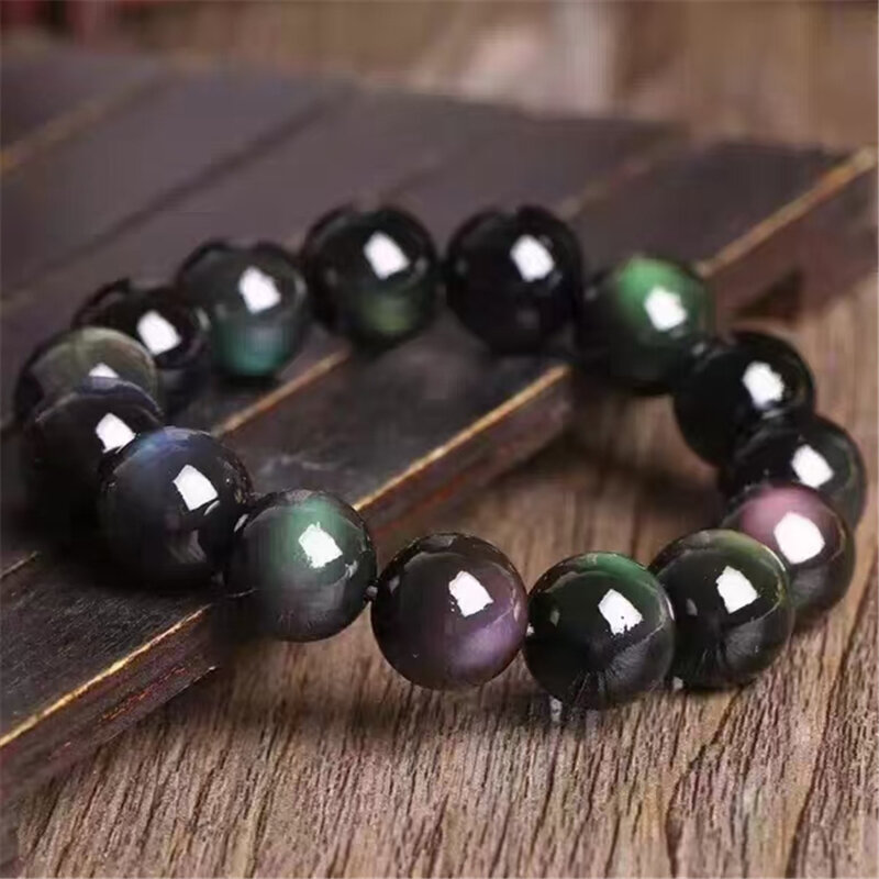 Vòng Tay Hạt Đá Obsidian Mắt Bướm Tự Nhiên Một Vòng Dây Chuyền Trang Sức Năm Sinh Quà Tặng Cho Phụ Nữ Trung Niên Cổ Điển
