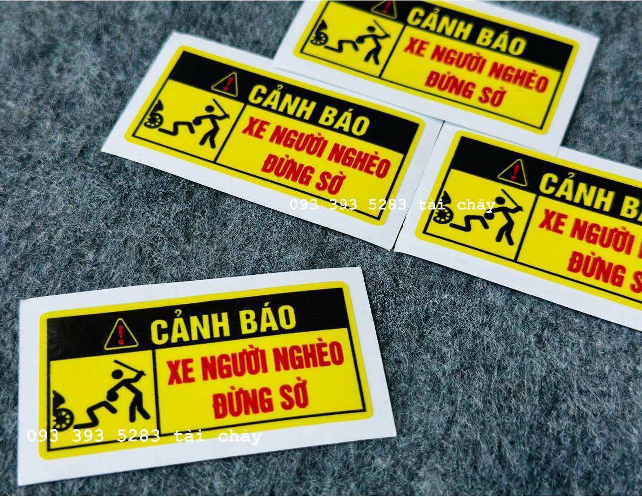 [ 1 MIẾNG ] TEM CANH BÁO DÁN TRANG TRÍ XE VÀ NHIỀU VI TRÍ KHÁC