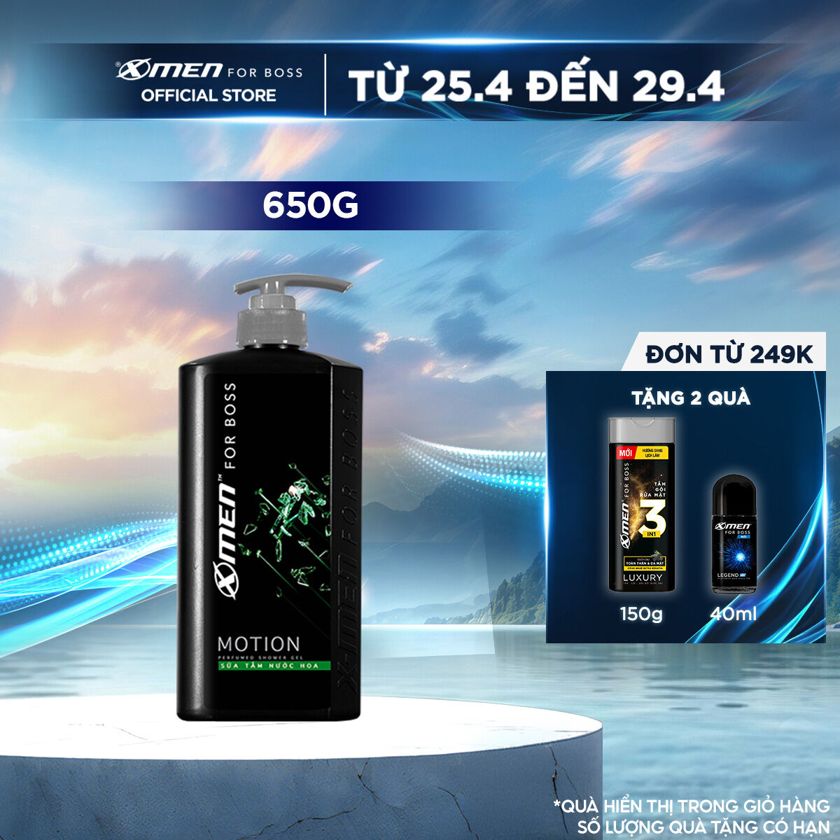 Sữa tắm nước hoa X-Men For Boss Motion - Mùi hương năng động phóng khoáng 650g