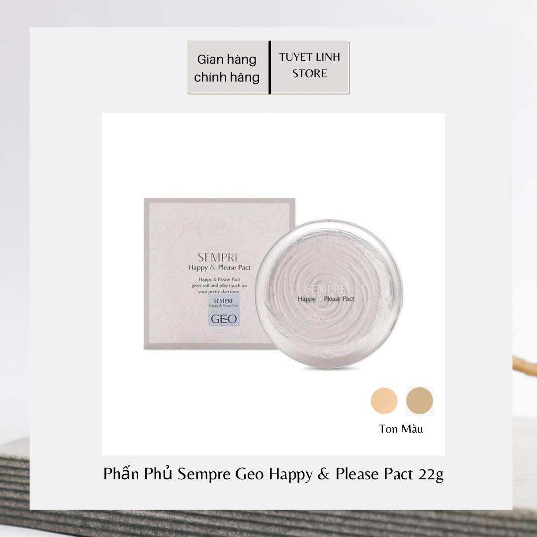 Phấn Phủ Dạng Nén Che Khuyết Điểm Hiệu Quả Chiết Xuất Từ Ngọc Trai Sempre Geo Happy & Please Pact 22g (100% From Korea)