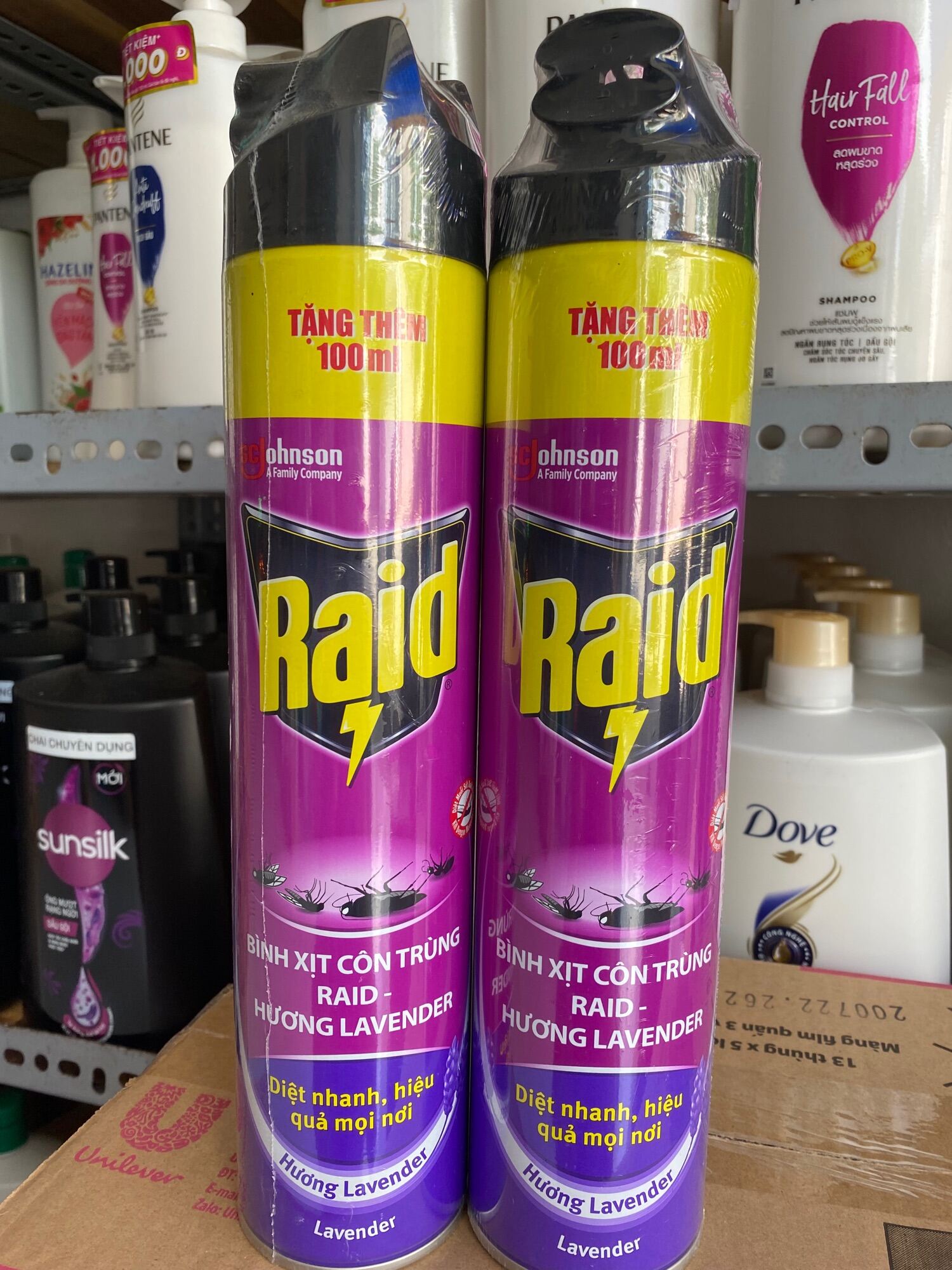 Bình xịt côn trùng RAID- hương lavender 600ml tặng thêm 100ml