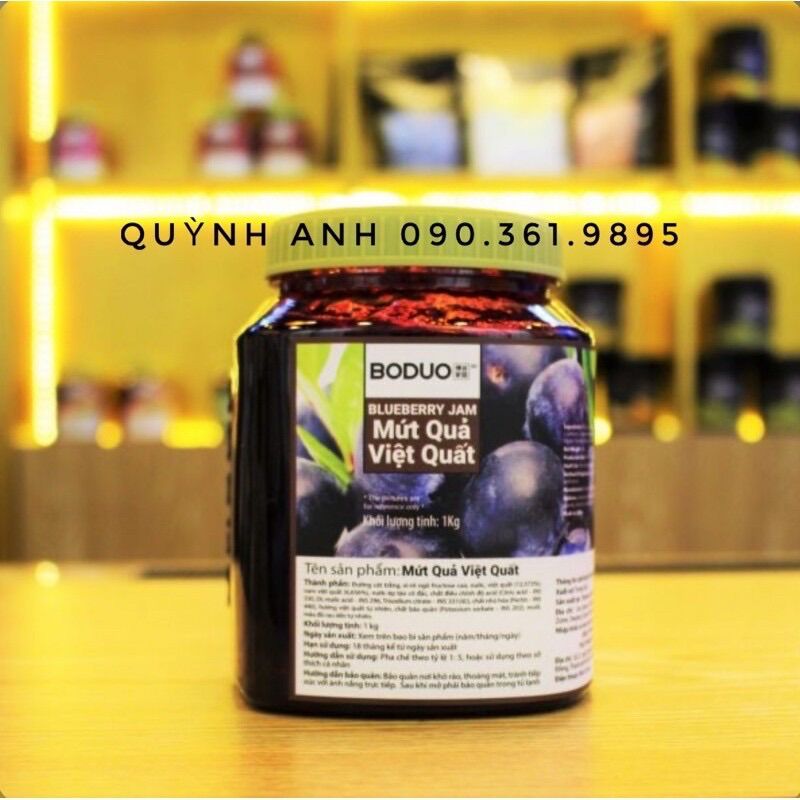 Sale mứt quả việt quất boduo 1kg date 7/22