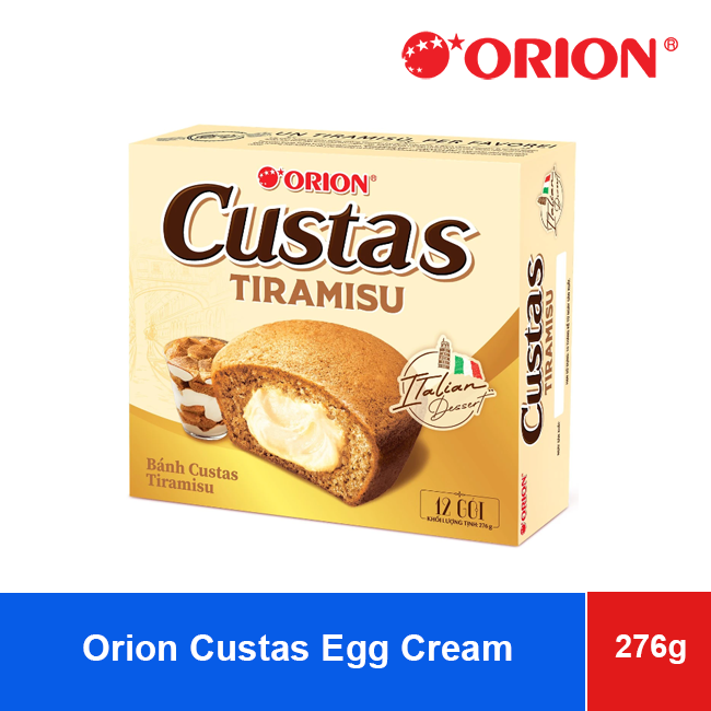 (Hộp 12p) Bánh Orion Custas đủ vị (kem trứng/cốm/kem sữa/phô mai dâu)