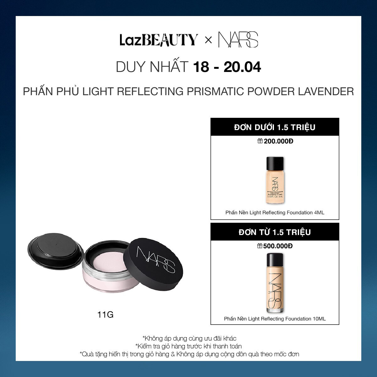 [18-20.04 | QUÀ TẶNG ĐẾN 500K] Phấn phủ dạng bột NARS Light Reflecting Prismatic Powder - Loose 11g
