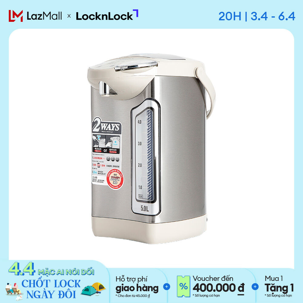 [VOUCHER LIVE 20%] EJK582BEG - Bình thủy điện Lock&Lock 5L - Chức năng giữ ấm nhiều mức nhiệt, 2 chế độ rót nước - Hàng chính hãng - Bảo hành 2 năm