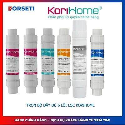 Combo 6 Lõi Lọc Korihome Hàn Quốc Gồm 2 Sediment + 1 Pre Carbon + 1 RO Membrane + 1 Post Carbon + 1 Nano Silver Dành Cho Model WPK-606-LITE, WPK-605, WPK-813, WPK-888-LT...