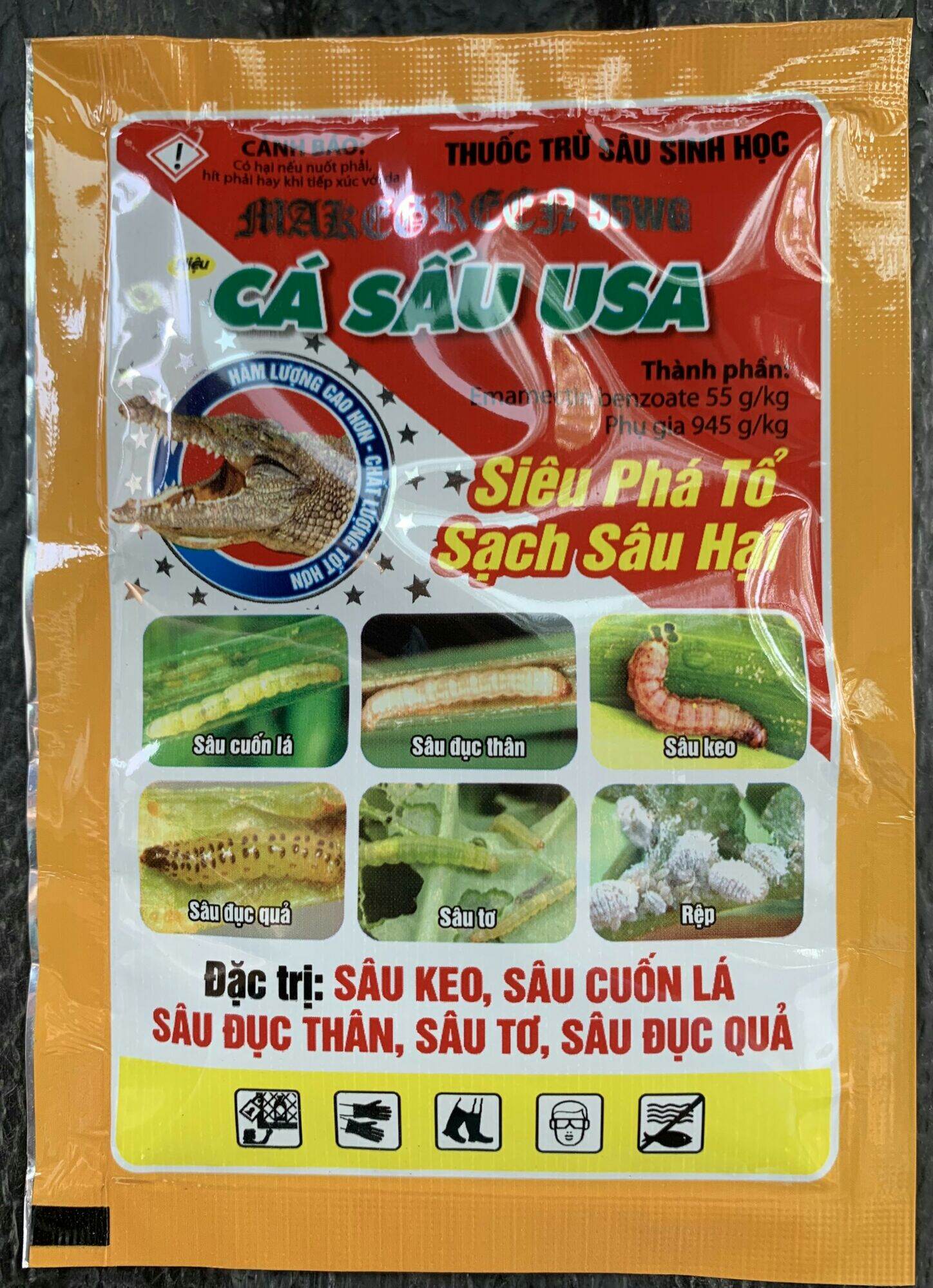 [CÁ SẤU USA] thuốc trừ sâu sinh học trừ sâu cuốn lá sâu đục quả sâu tơ rệp sâu keo gói 10gr siêu phá tổ sạch sâu hại trên hoa hồng hoa mai cây rau màu cây ăn trái