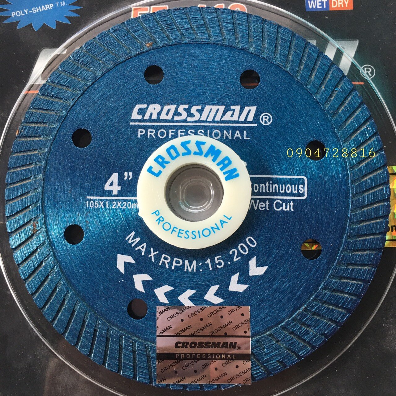 Lưỡi cắt gạch, bê tông, đá hoa cương crossman 105mm, lưỡi cắt gạch gắn máy mài cầm tay 100mm 105mm