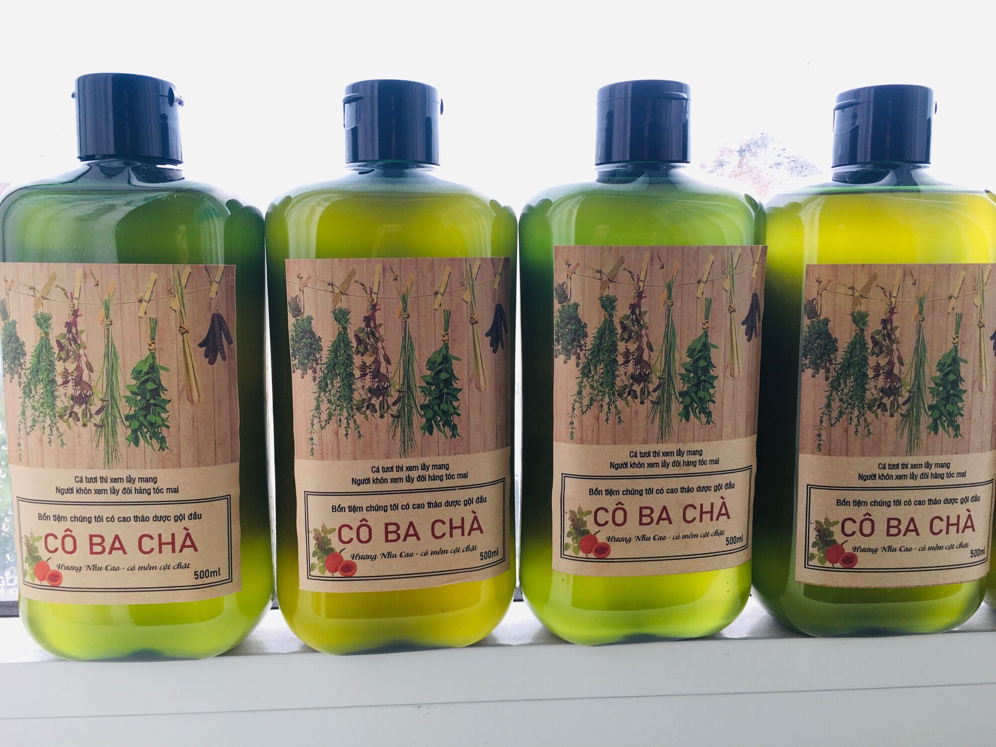 [GỘI ĐẦU DƯỠNG SINH] Hương Nhu the mát  CÔ BA CHÀ Natural Shampoo mượt mà óng ả 500ml