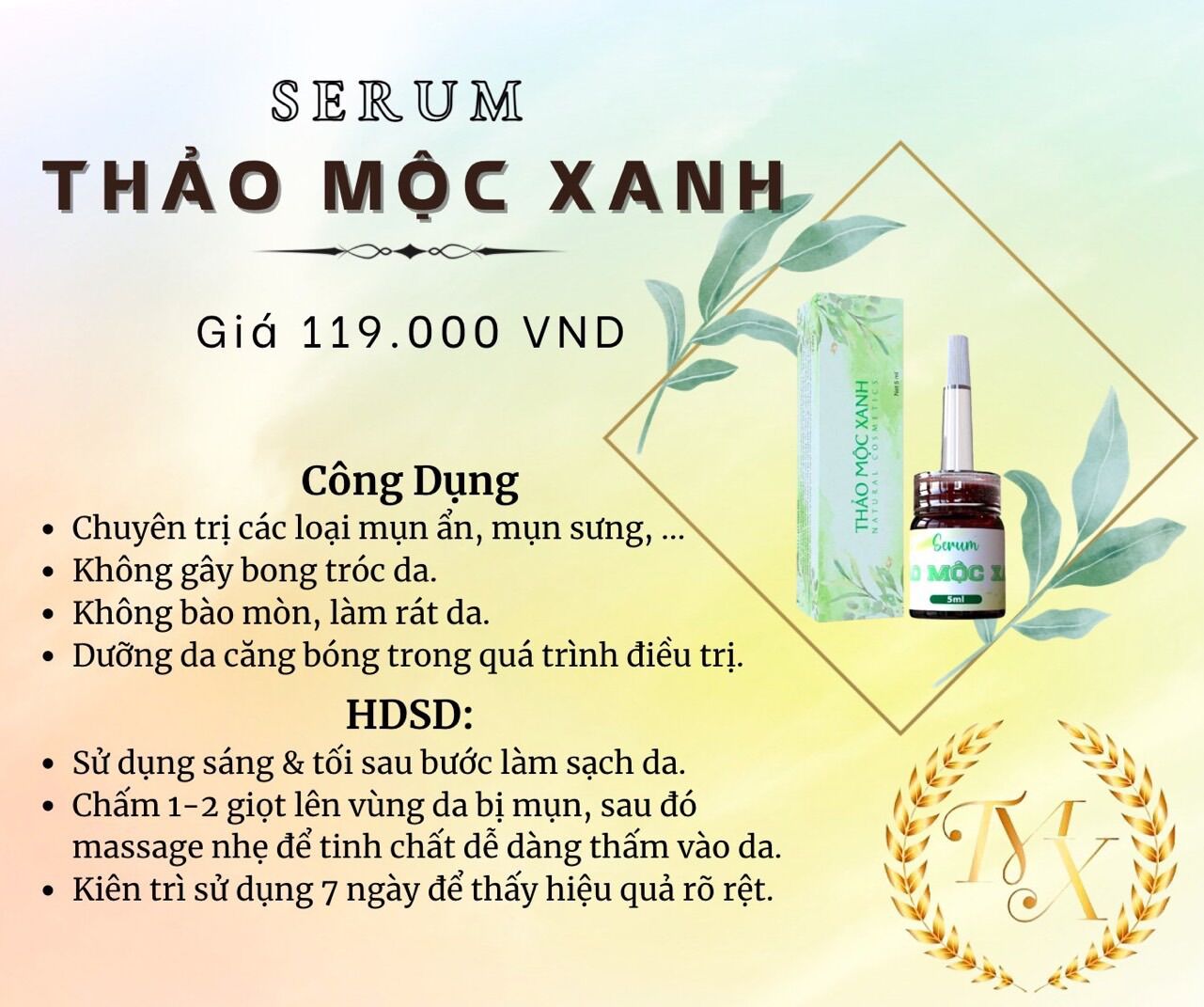 Combo Mụn Thảo Mộc Xanh ( 1 Srm - 1 tmx mụn - 1 tbc)