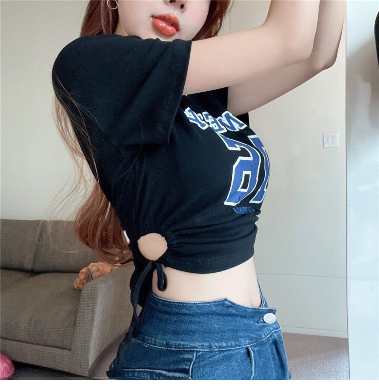 Áo croptop ôm eo tay ngắn số 76