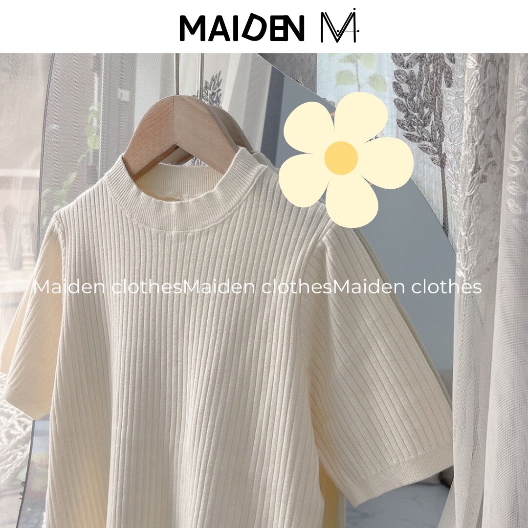 Áo thun tay cổ tròn len hàn MAIDEN