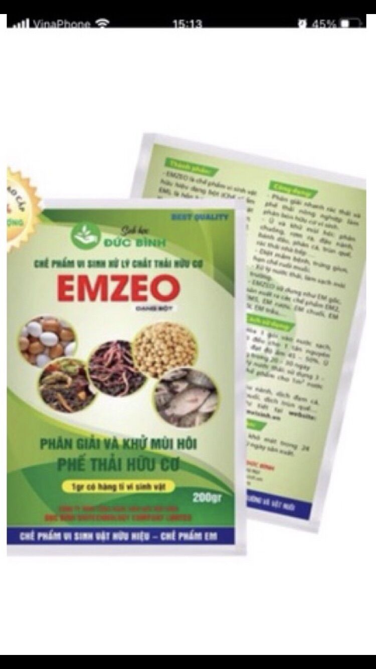Emzeo men vi sinh ủ phân cá đậu tương 5 gói 200g