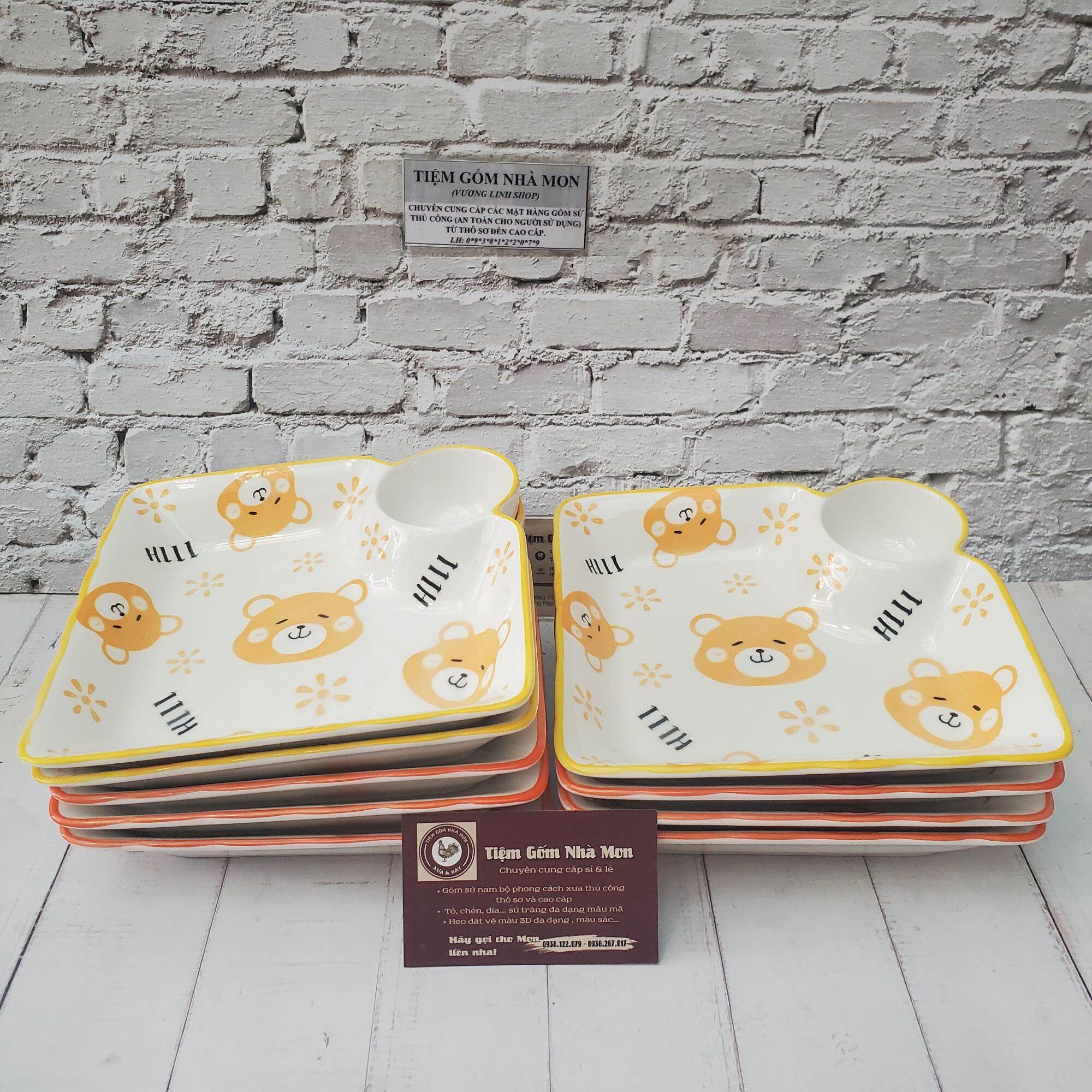 🌿🌼DĨA SỨ VUÔNG 2IN1 HOA VĂN CUTE CHO BÉ YÊU🌼🌿(Chọn mẫu thì nhắn shop)