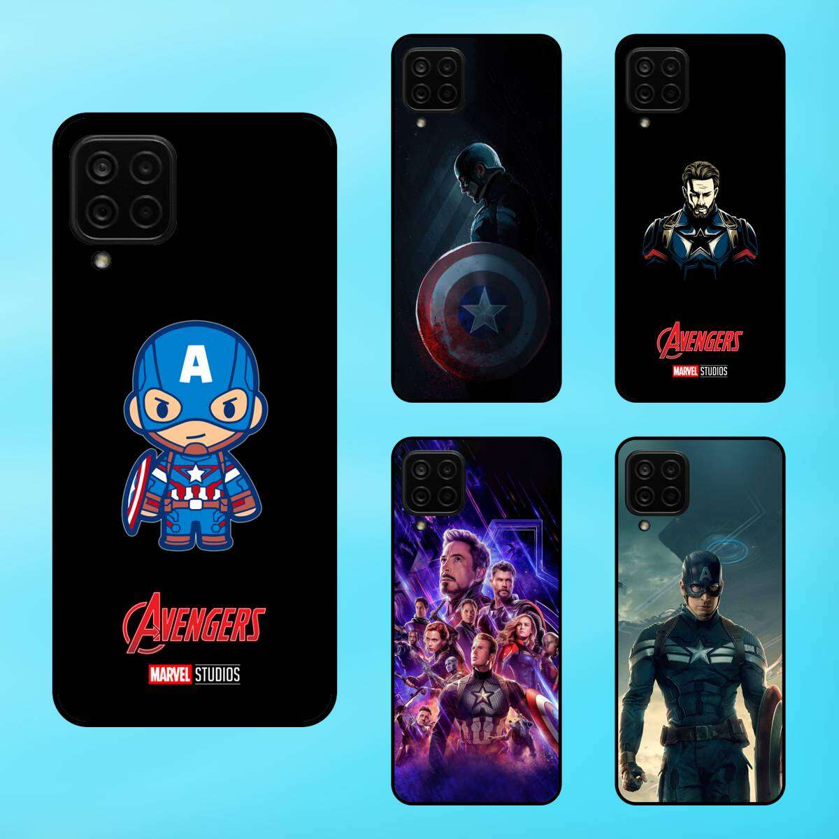 Ốp lưng điện thoại Samsung A22 4G viền đen Captain America Marvel Avengers