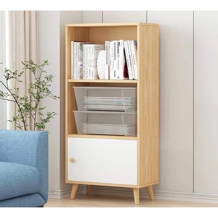 Kệ sách đa năng - tủ sách 3 tầng phong cách bắc âu có hộc tủ tiện ích