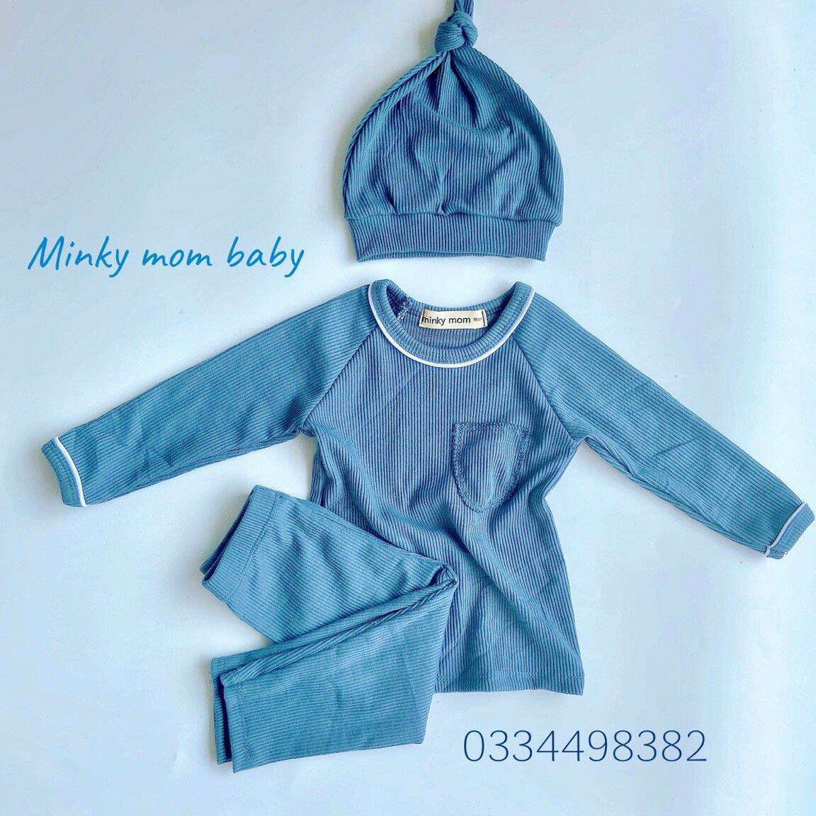 Bộ đồ dài tay/Bộ thun gân dài tay kèm nón củ tỏi cho bé từ 4-16kg